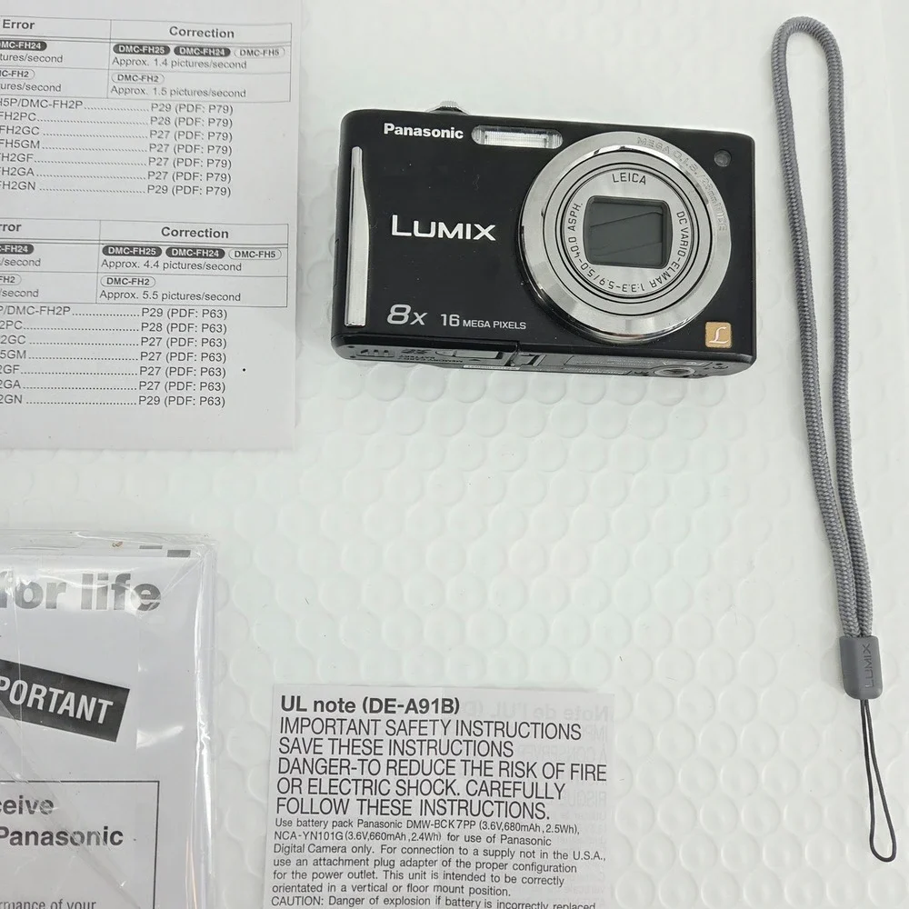 Panasonic Lumix DMC-FH24 Digital Camera Black Boxed w/ Charger For Parts Only